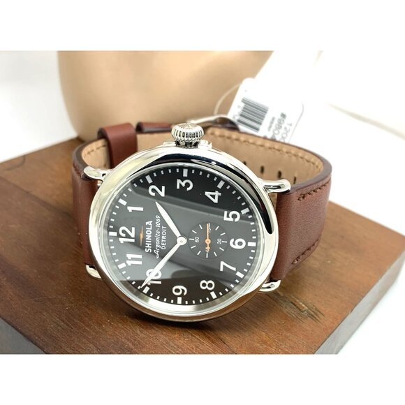 Shinola Men's Watch S0120018330 Runwell Quartz Gray Dial Brown Leather 47mm - Picture 9 of 15